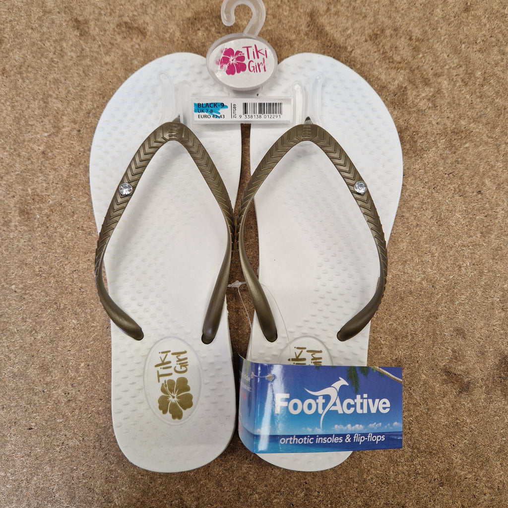 Tiki Girl Flip Flops - WHITE - Medium (UK 5 - 6)