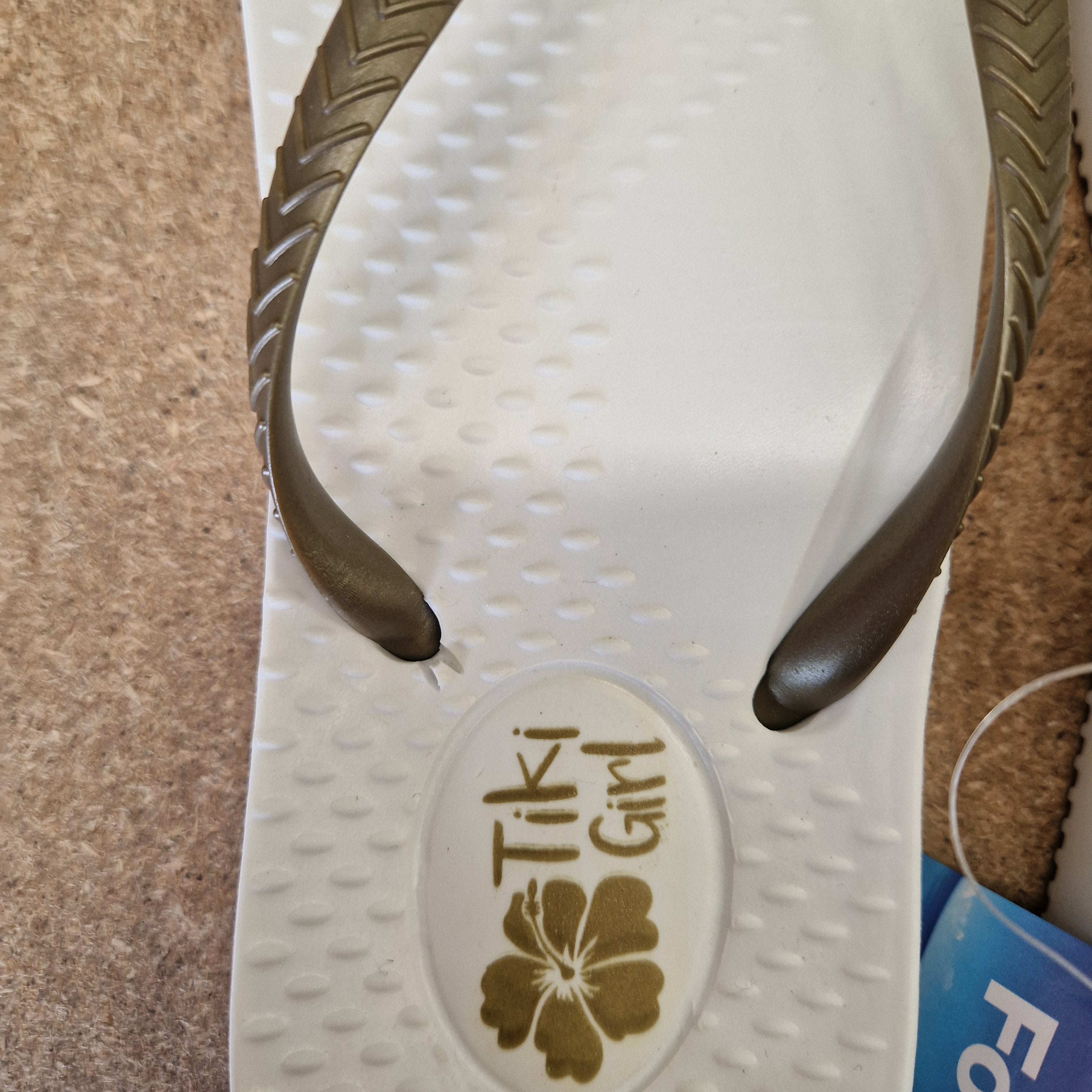 Tiki Girl Flip Flops - WHITE - Large (UK 6 - 7)