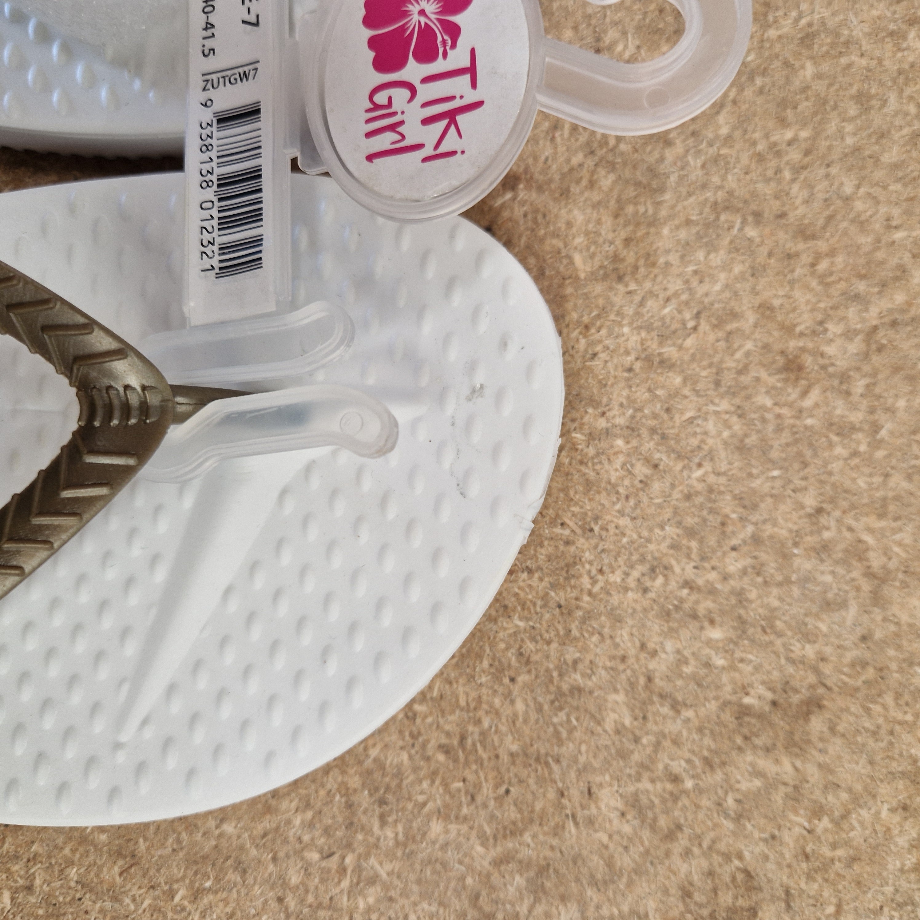 Tiki Girl Flip Flops - WHITE - Medium (UK 5 - 6)