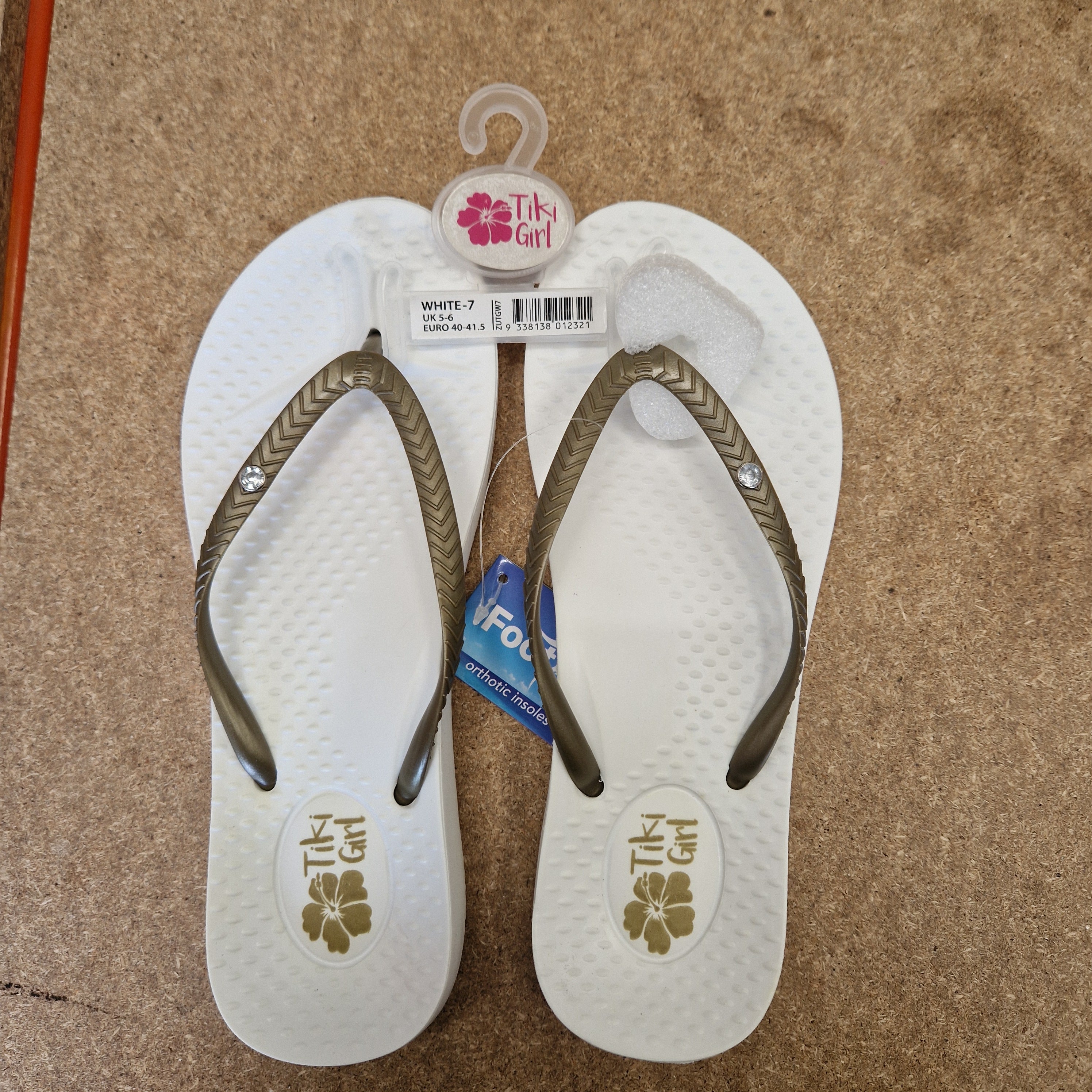 Tiki Girl Flip Flops - WHITE - Medium (UK 5 - 6)